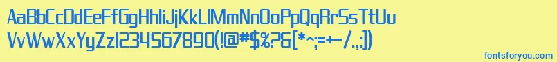 Шрифт SfTheraminGothicCondensed – синие шрифты на жёлтом фоне