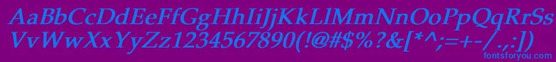 フォントPheasantBoldItalic – 紫色の背景に青い文字