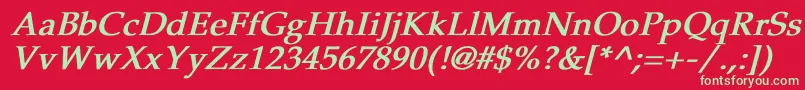 フォントPheasantBoldItalic – 赤い背景に緑の文字