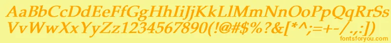 フォントPheasantBoldItalic – オレンジの文字が黄色の背景にあります。