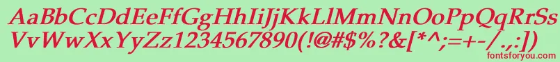 PheasantBoldItalic Font – Red Fonts on Green Background