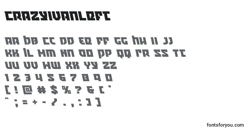 Crazyivanleft Font – alphabet, numbers, special characters