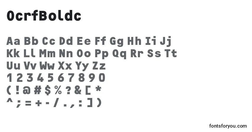 A fonte OcrfBoldc – alfabeto, números, caracteres especiais