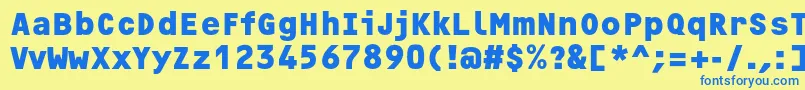 フォントOcrfBoldc – 青い文字が黄色の背景にあります。