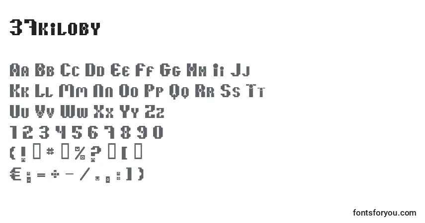 A fonte 37kiloby – alfabeto, números, caracteres especiais