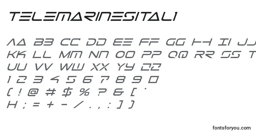 Шрифт Telemarinesital1 – алфавит, цифры, специальные символы