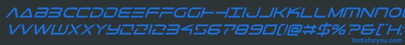 フォントTelemarinesital1 – 黒い背景に青い文字