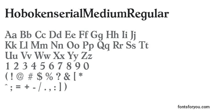 Czcionka HobokenserialMediumRegular – alfabet, cyfry, specjalne znaki