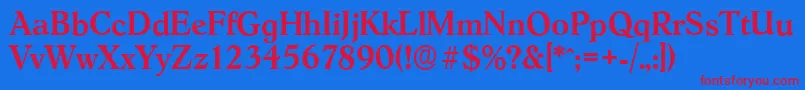 HobokenserialMediumRegular Font – Red Fonts on Blue Background