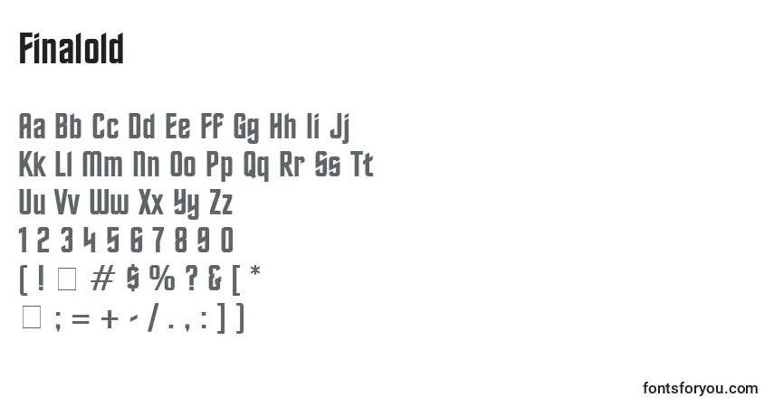 Czcionka Finalold – alfabet, cyfry, specjalne znaki