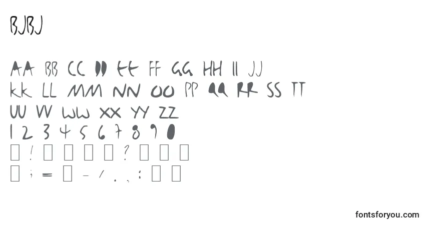 A fonte Bjbj – alfabeto, números, caracteres especiais