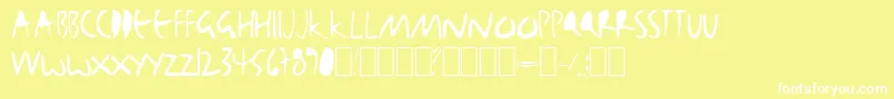 Bjbj-Schriftart – Weiße Schriften auf gelbem Hintergrund
