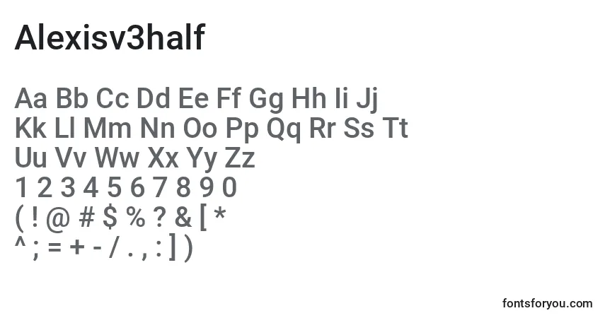 Schriftart Alexisv3half – Alphabet, Zahlen, spezielle Symbole