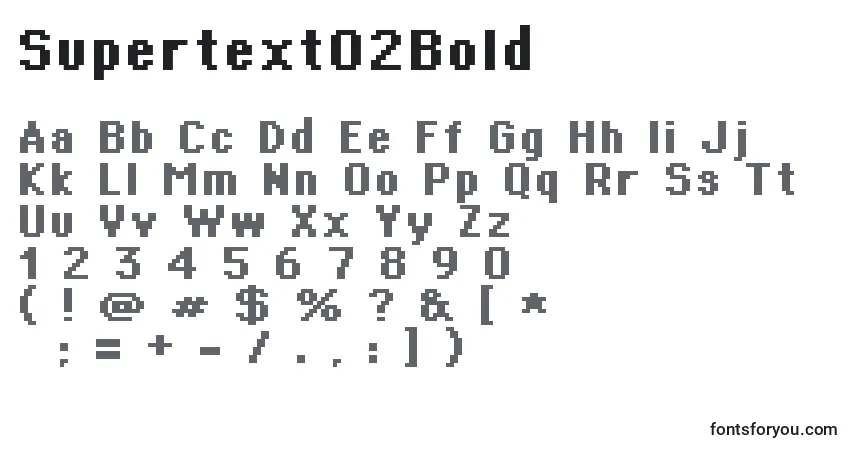 Czcionka Supertext02Bold – alfabet, cyfry, specjalne znaki