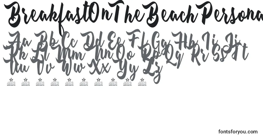 BreakfastOnTheBeachPersonalUse Font – alphabet, numbers, special characters