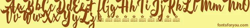 BreakfastOnTheBeachPersonalUse Font – Brown Fonts on Yellow Background