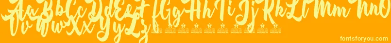 Fonte BreakfastOnTheBeachPersonalUse – fontes amarelas em um fundo laranja