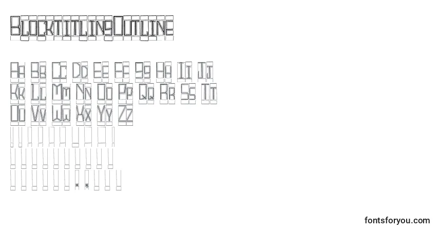 A fonte BlocktitlingOutline – alfabeto, números, caracteres especiais