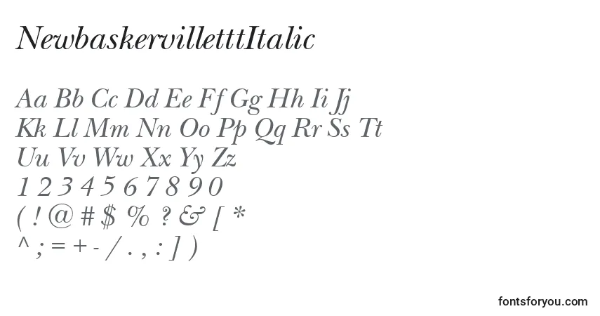 Шрифт NewbaskervilletttItalic – алфавит, цифры, специальные символы
