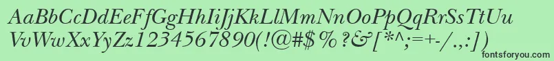 NewbaskervilletttItalic-fontti – mustat fontit vihreällä taustalla