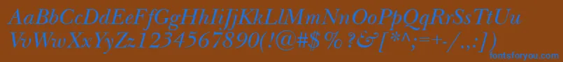 NewbaskervilletttItalic Font – Blue Fonts on Brown Background