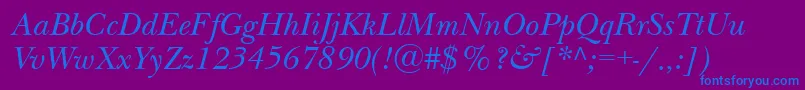 NewbaskervilletttItalic-fontti – siniset fontit violetilla taustalla