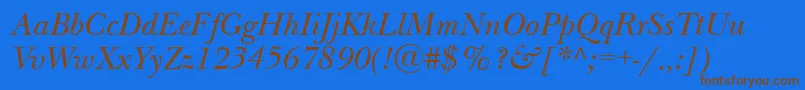 NewbaskervilletttItalic Font – Brown Fonts on Blue Background