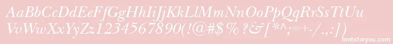 NewbaskervilletttItalic-fontti – valkoiset fontit vaaleanpunaisella taustalla