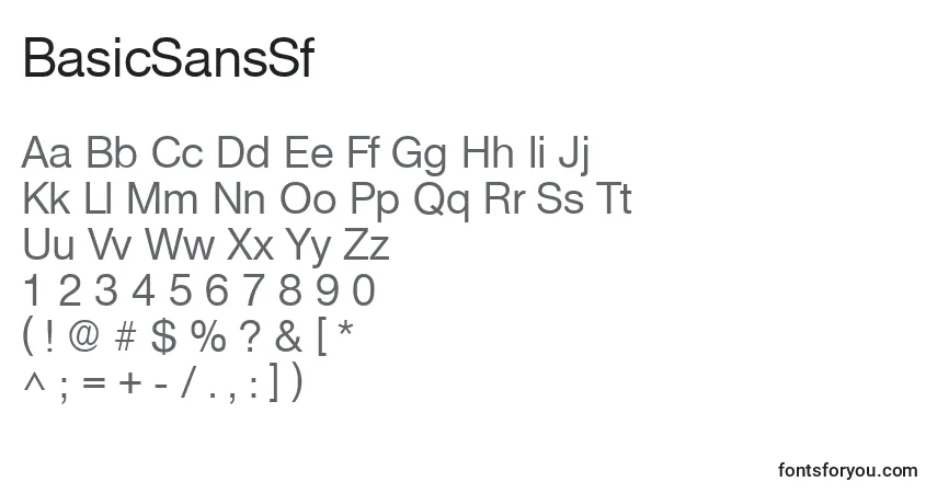 A fonte BasicSansSf – alfabeto, números, caracteres especiais