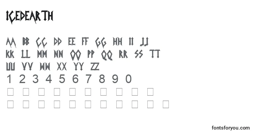 Czcionka Icedearth – alfabet, cyfry, specjalne znaki