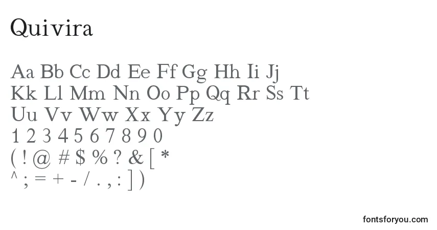 Czcionka Quivira – alfabet, cyfry, specjalne znaki