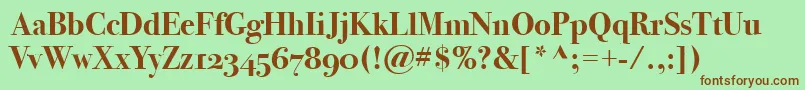 BodoniSvtytwoOsItcTtBold Font – Brown Fonts on Green Background