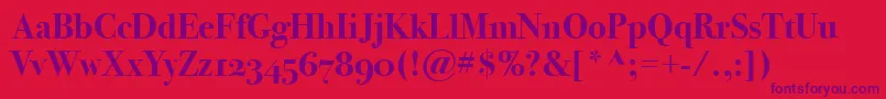 BodoniSvtytwoOsItcTtBold Font – Purple Fonts on Red Background