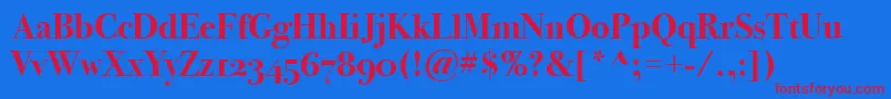 BodoniSvtytwoOsItcTtBold Font – Red Fonts on Blue Background