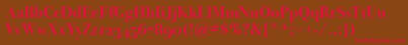 BodoniSvtytwoOsItcTtBold Font – Red Fonts on Brown Background