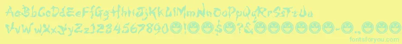 Wild3InfectedHurt-fontti – vihreät fontit keltaisella taustalla