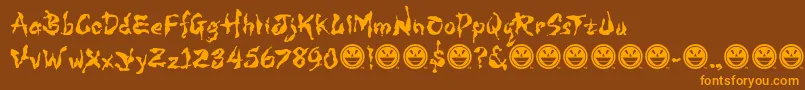 Czcionka Wild3InfectedHurt – pomarańczowe czcionki na brązowym tle