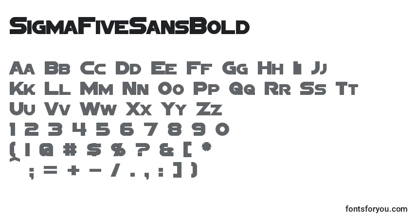 Czcionka SigmaFiveSansBold – alfabet, cyfry, specjalne znaki