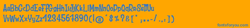 MoustacheClub-Schriftart – Blaue Schriften auf orangefarbenem Hintergrund