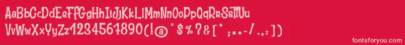 MoustacheClub-Schriftart – Rosa Schriften auf rotem Hintergrund