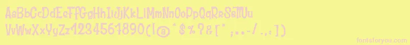 MoustacheClub-fontti – vaaleanpunaiset fontit keltaisella taustalla