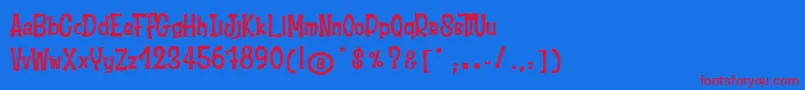 MoustacheClub-Schriftart – Rote Schriften auf blauem Hintergrund
