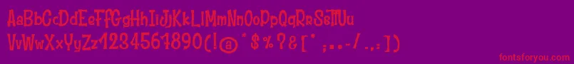 MoustacheClub-Schriftart – Rote Schriften auf violettem Hintergrund