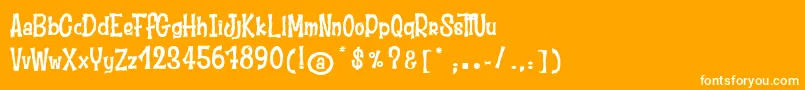 MoustacheClub-Schriftart – Weiße Schriften auf orangefarbenem Hintergrund