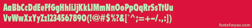 Fonte ZincoExtrablackcondensed – fontes verdes em um fundo vermelho