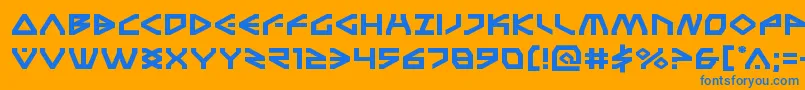 Terrafirmaexpand-Schriftart – Blaue Schriften auf orangefarbenem Hintergrund