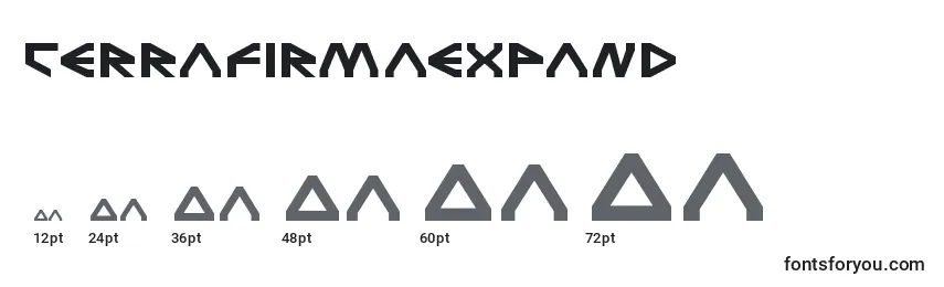 Размеры шрифта Terrafirmaexpand