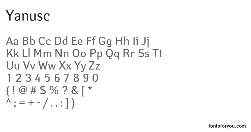 A fonte Yanusc – alfabeto, números, caracteres especiais