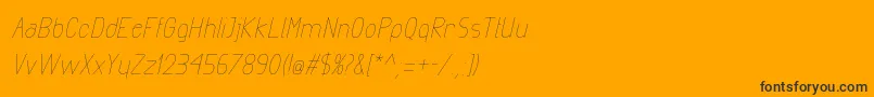 Fonte ExactaLightItalic – fontes pretas em um fundo laranja