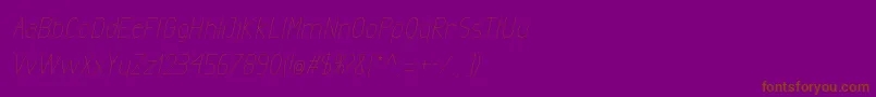 Fonte ExactaLightItalic – fontes marrons em um fundo roxo